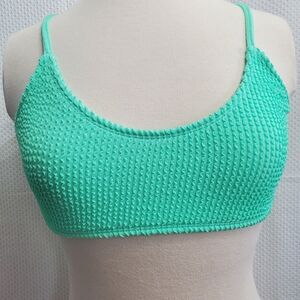 SHEIN Textured Scoop Bikini Top in Mint Green